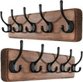 SKOLOO Rustic Wall Mounted Coat Rack, Case of 2, Pine Solid Wood Coat Hook Hanger - 5 Hooks for Hanging Clothes Robes Towels Coats-Ruum Studio Home