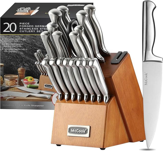 McCook® Kitchen Knife Sets,German Stainless Steel Knives Block Set with Built-in Sharpener-Ruum Studio Home