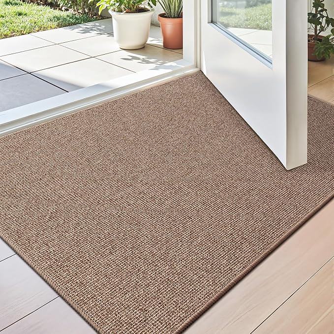 LUMI Indoor Door Mat 17"x30", Ultra Thin Low Profile Non-Slip Doormat for Home Entrance, Absorbent & Stain-Resistant Welcome Mats, Washable Entryway Mat for Front Door, Patio, Porch, Camel-Ruum Studio Home