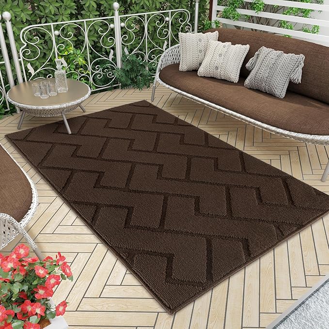 hicorfe Indoor Doormat,Front Back Door Mat Rubber Backing Non Slip Door Mats 47"x71" Absorbent Resist Dirt Entrance Doormat Inside Floor Mats for Entryway Washable Low-Profile(Coffee)-Ruum Studio Home