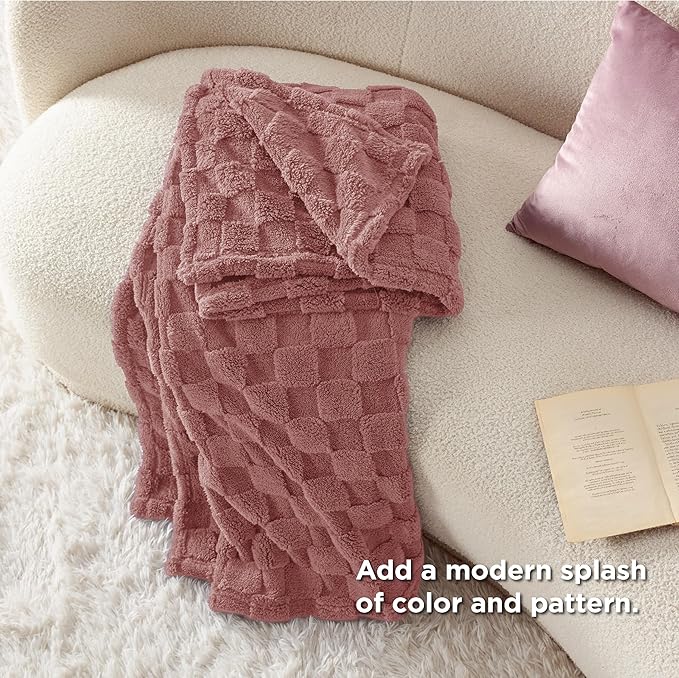 Bedsure GentleSoft Dusty Pink Throw Blanket for Couch - Super Soft Cozy Blankets Gifts for Women Men Girls, Cute Small Fleece Throws for Bedroom Home Decor, 50x70 Inches-Ruum Studio Home