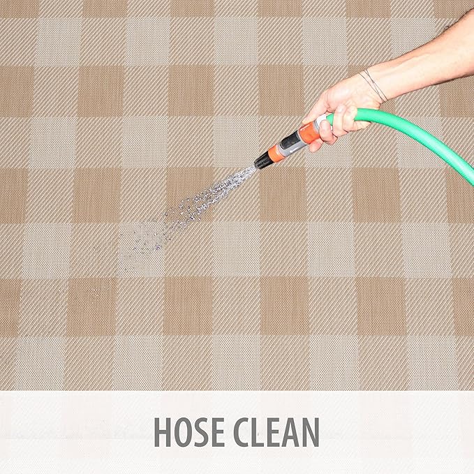 CAMILSON Outdoor Rug - Modern Area Rugs for Indoor and Outdoor Patios, Kitchen and Hallway mats - Easy Cleaning Non Shedding Washable Outside Carpet (8x10, Buffalo - Beige/White)-Ruum Studio Home