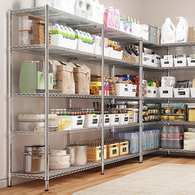REIBII 58" W 5 Tier Heavy Duty Wire Shelving Unit with Adjustable Shelves - 1400LB Metal, Chrome - 58" W x 59" H x 13.8" D - Garage, Pantry, Kitchen-Ruum Studio Home