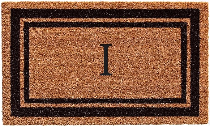 Calloway Mills 152963672 Black Border 36" x 72" Monogram Doormat Letter (I)-Ruum Studio Home
