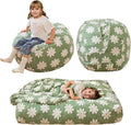 MAXYOYO Bean Bag Chair Bed for Kids, Convertible Bean Bag from Lazy Chair to Floor Bed, Fresh Floral Design Cover, Stuffed Floor Sofa Couch for Boys and Girls, High-Density Foam Filling, Green-Ruum Studio Home