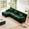 Modular Sectional Sofa, Comfy Cloud Couch 3 Seater Couch with Ottoman, Sectional Couches for Living Room, Modern Chenille L Shaped Couches, Sleeper Deep Seat Sofa with Throw Pillows, Green-Ruum Studio Home