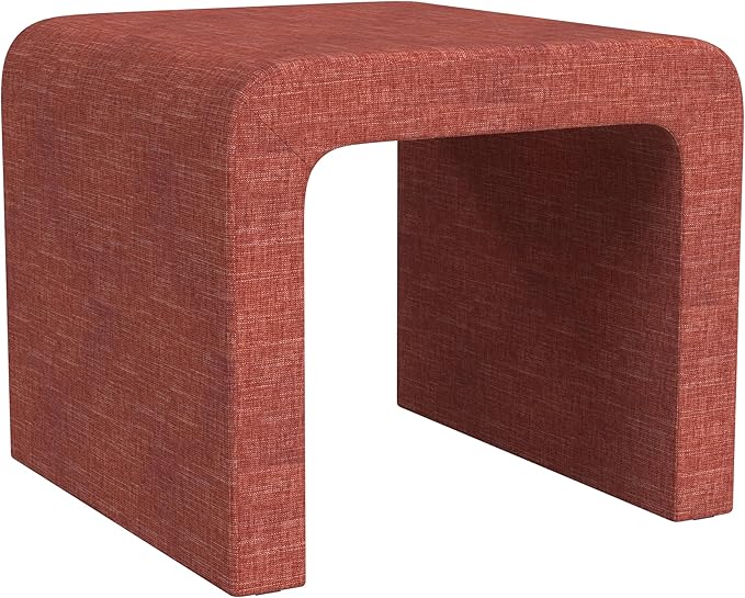 Modern Channel Pink Chenille Foot Stools Ottoman Home Décor, Soft Ottoman Foot Rest Chair for Bedroom and Living Room, Vanity Chair and Stool in Dressing Area, and Lounge-Ruum Studio Home