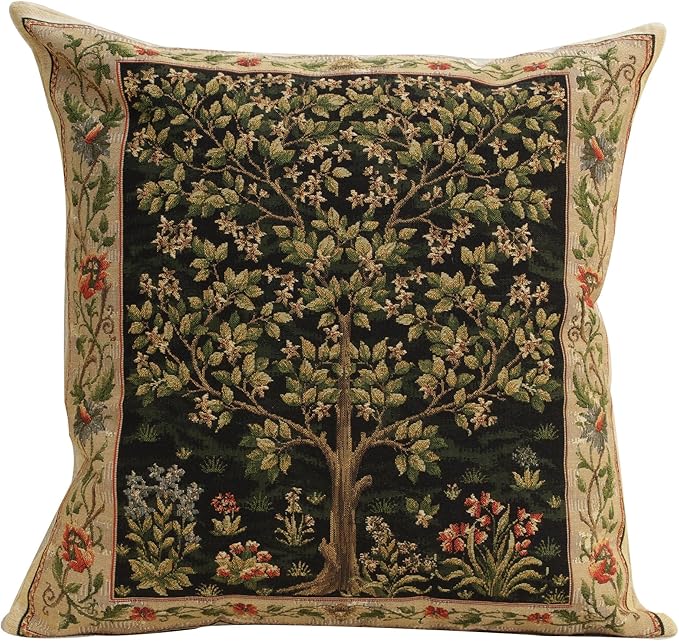 Charlotte Home Furnishings Throw Pillow Covers, Decorative Boho Pillow Covers for Couch, Living Room, Black Tree Square Cushion Cases 18x18 in, European Cotton Jacquard Woven for Cozy Bedroom Decor-Ruum Studio Home