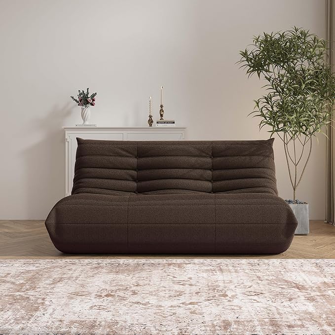Bean Bag Chair, Loveseat Fireside Chair Bean Bag Sofa Large Bean Bag Chair for Adults, 2 Seater Bean Bag Chairs for Teens with High Density Comfortable Foam, Bean Bag for Living Room, Bedroom(Coffee)-Ruum Studio Home