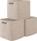 OIAHOMY Storage Cubes 11 Inch Storage Bins-3-Pack, Cotton Rope Woven Baskets for Organizing, Square Storage Baskets for Shelves Organizer, Classroom, Kids Toy Bins, Closet, Baby Nursery-Brown-Ruum Studio Home