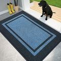 PURRUGS Dirt Trapping Door Mat 34" x 60", Non-Slip/Skid Machine Washable Entryway Rug, Shoes Scraper, Area Rug, Super Absorbent Welcome Mat for Muddy Wet Shoes and Paws, Light Blue & Navy-Ruum Studio Home