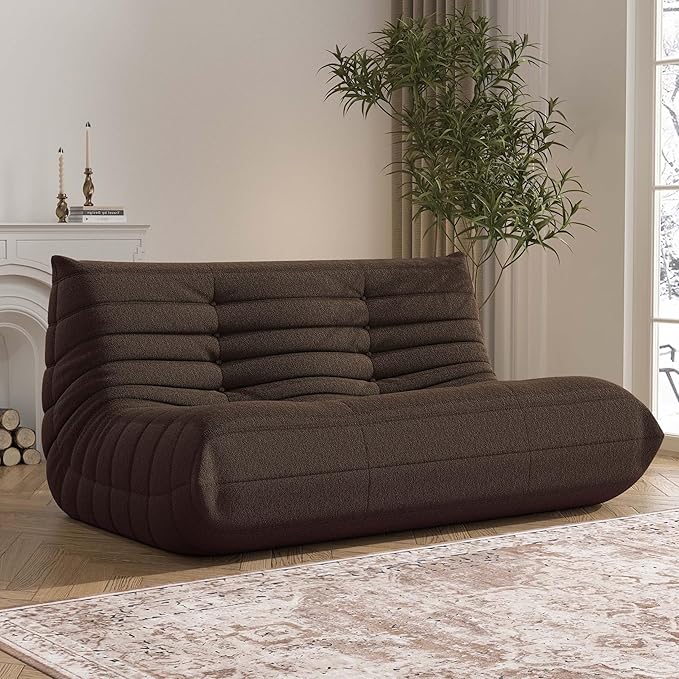 Bean Bag Chair, Loveseat Fireside Chair Bean Bag Sofa Large Bean Bag Chair for Adults, 2 Seater Bean Bag Chairs for Teens with High Density Comfortable Foam, Bean Bag for Living Room, Bedroom(Coffee)-Ruum Studio Home