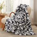 Amélie Home Chunky Knit Throw Blanket for Couch, Soft Chenille Crochet Blanket for Sofa, 50"x60", Space-Dyed Black-Ruum Studio Home