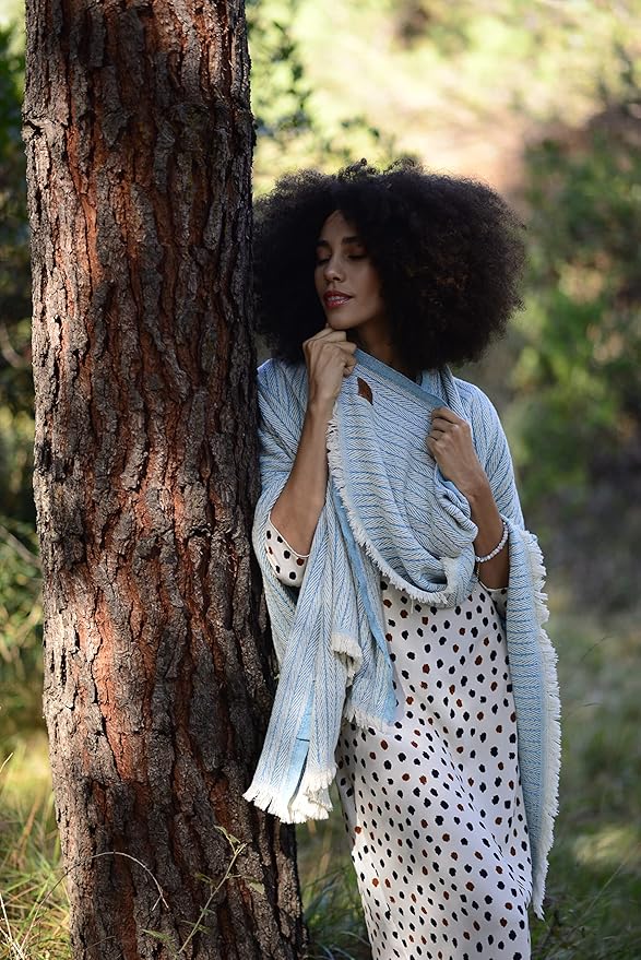 Gold Case Throw Blanket for Couch – 100% Recycled Turkish Cotton Blankets – Elegant Decorative Throw Blankets for Living Room Sofa – Woven Throws for Couch – Vintage Turquoise– 50x60 (Set of 2)-Ruum Studio Home