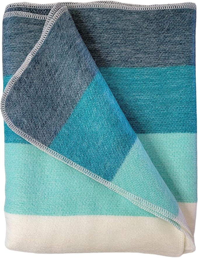 LATITUDE ZERO Alpaca Wool Throw Blanket | Warm, Ultra-Soft, Breathable, Non-Itchy Blanket-Throw | Hypoallergenic and Beautiful Fabric (Aquamarine)-Ruum Studio Home