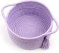 Small Purple Basket, Cute Woven Gift baskets with Cellophane Wrap set for Girl, Decorative Cotton Rope Container Bin, Little Makeup Brushes Holder for Bathroom Counter, Vanity, Cosmetics – lavender-Ruum Studio Home
