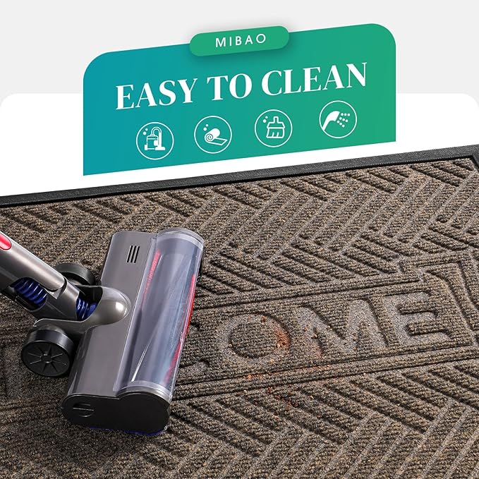 Mibao Front Door Mat Outside Entrance, Durable Outdoor Indoor Mat, Low Profile Heavy Duty Doormat, Non-Slip, Traps Dirt and Moisture, Easy Clean Patio Porch Entryway Mat, 29.5" x 17", Brown-Ruum Studio Home