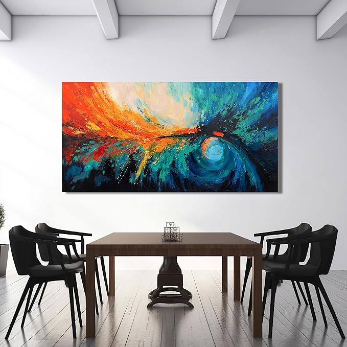 Canvas Wall Art Decor Large Wall Art Pictures For Living Room Blue Green Wall Art Decor Canvas Abstract Art Work Colorful Abstract Wall Art Decor Prints For Bedroom Office Kitchen Wall Decor 29" x 58"-Ruum Studio Home