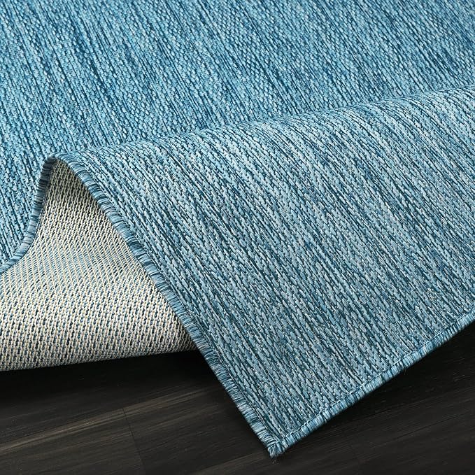 Washable Indoor Outdoor Rug 9x12 Weather Resistant Area Rugs Modern Solid for Porch Deck Balcony Backyard Patio Outside Carpet (9 X 12 Aqua Blue)-Ruum Studio Home
