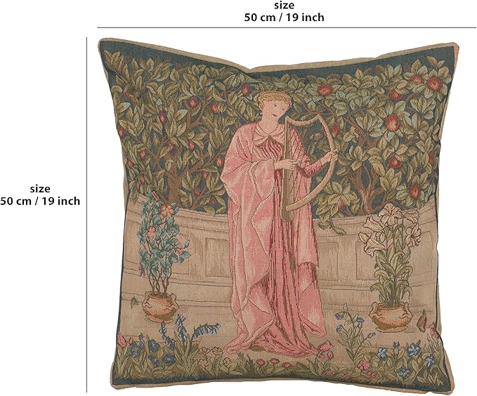 Charlotte Home Furnishings Decorative Tapestry Pillow Cover 19x19 in, Green Menestrel Couch Throw Pillow Cover, French Country Square Cushion Cases for Bed Room Home Decor, Soft Cotton Jacquard Woven-Ruum Studio Home