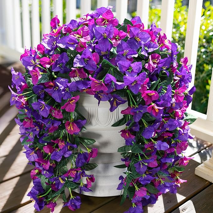 Faux Bougainvillea Artificial Flowers Plants for Outdoors Outside Decoration, 2pcs Fake Flowers Silk Long Trailing Vines UV Resistant Realistic for Front Door Porch Planter Urn Patio Balcony Yard, Mix-Ruum Studio Home