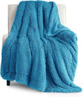 Bedsure GentleSoft Fuzzy Sherpa Faux Fur Twin Blanket Bright Blue Cozy Gifts for Women Men, Soft Fleece Plush Warm Minky Thick Blanket Twin Size for Bed, Blue Room Decor Dorm Essentials Gifts, 60x80-Ruum Studio Home