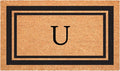 Calloway Mills 152961830U Black Border 18" x 30" Monogram Doormat, (Letter U)-Ruum Studio Home
