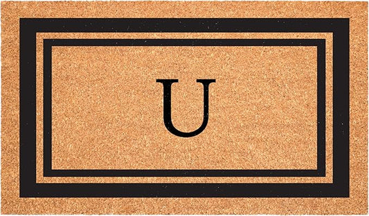 Calloway Mills 152963048U Black Border 30" x 48" Monogram Doormat Letter (U)-Ruum Studio Home