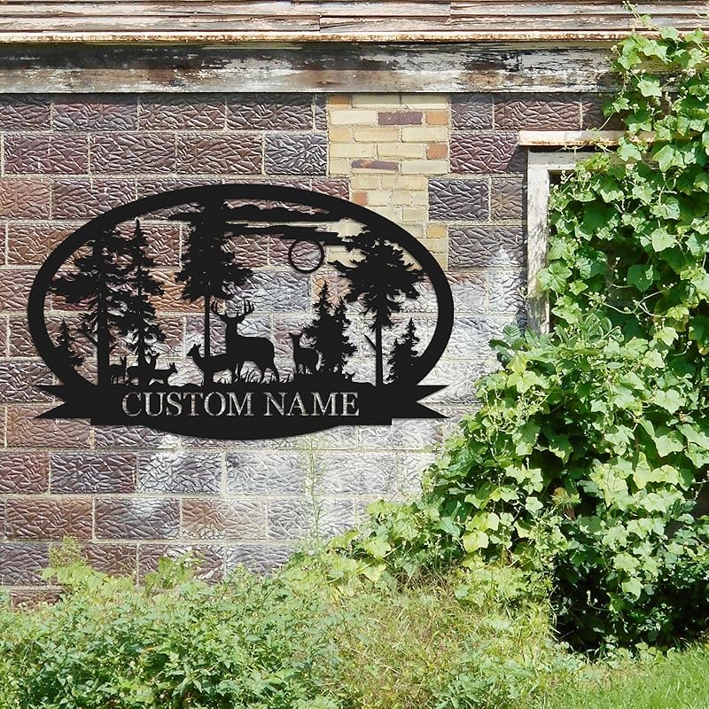 Personalized Deer Metal Cabin Sign | Custom Metal Sign | Personalized Camping Signs | Deer Hunter Gift | Custom Signs Outdoor Metal | Custom Family Name Sign | Cabin Decor | Porch Sign-Ruum Studio Home