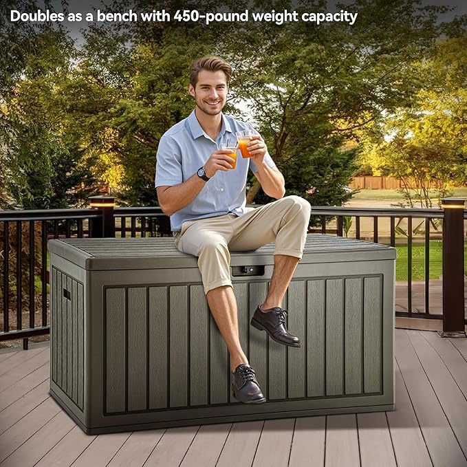 YITAHOME 90 Gallon Double-Wall Deck Box with Side Handles, Outdoor Large Storage for Patio Furniture Cushions, Garden Pool Accessories, Water Resistant & Lockable-Ruum Studio Home