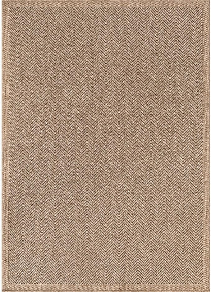 CAMILSON Easy Jute Rug 10x14, Indoor Outdoor Natural Color Fiber Area Rugs for Living Room Patio and Kitchen Rug Herringbone Woven Design Easy-Cleaning Washable Outside Carpet Alfombras 10 x 14-Ruum Studio Home