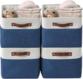 DECOMOMO Storage Bins Fabric Storage Baskets for Shelves, Linen Closet Organization Toys Nursery (Navy Blue and White, Large - 4 Pack)-Ruum Studio Home