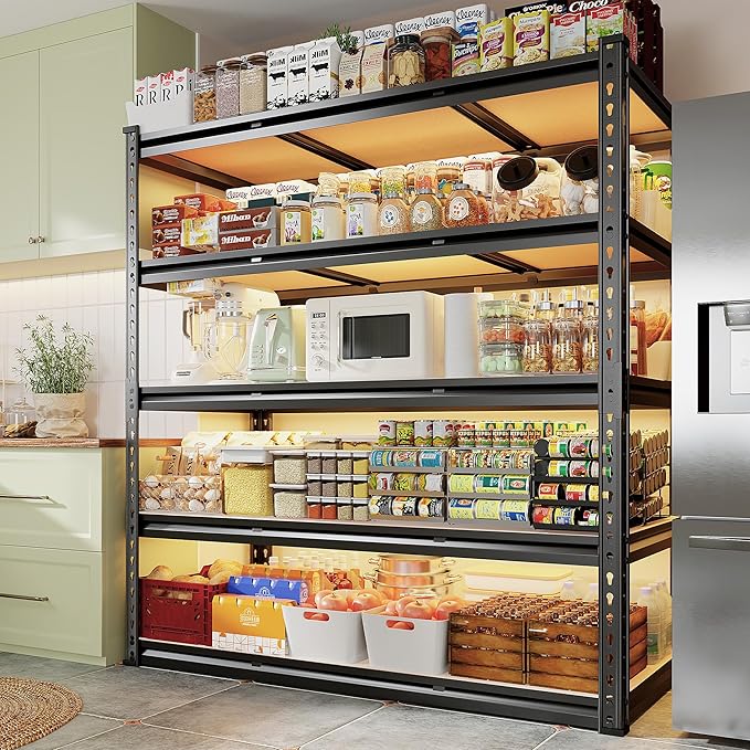 REIBII 48" W Garage Shelving Heavy Duty 3020LBS Storage Shelves 5 Tier Heavy Duty Shelving Adjustable Garage Shelves for Basement, Warehouse, Commercial, Easy Assemble, 48" W x 72" H x 24" D-Ruum Studio Home