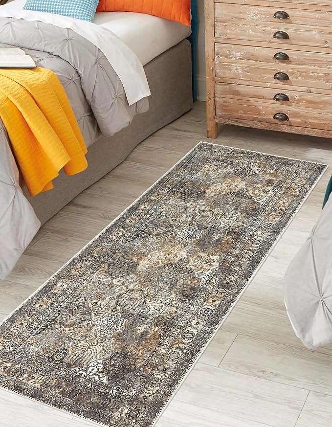 Keen Home Design 2x10 Rug - Machine Washable Runner Rug with Non-Slip Backing, Ideal for Hallway, Entryway, Kitchen, Laundry Room - Vintage, Easy Clean, Durable, Low Pile - (2'6" x 10')-Ruum Studio Home