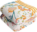 Boho Throw Blanket, 100% Organic Cotton Breathable Ultra Soft 80" x 90" Bed Quilt Throw - All Season Floral Rustic Farmhouse Decor Luxury Reversible Blanket for Sofa Couch Chair and Gift-Ruum Studio Home