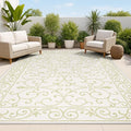 JONATHAN Y Vintage Filigree Indoor Outdoor Area Rug 9X12 Cream/Green, Charleston Textured Weave for Backyard, Patio, Porch, Easy-Cleaning, High Traffic, Pet-Friendly, Non-Shedding (SMB106I-9)-Ruum Studio Home