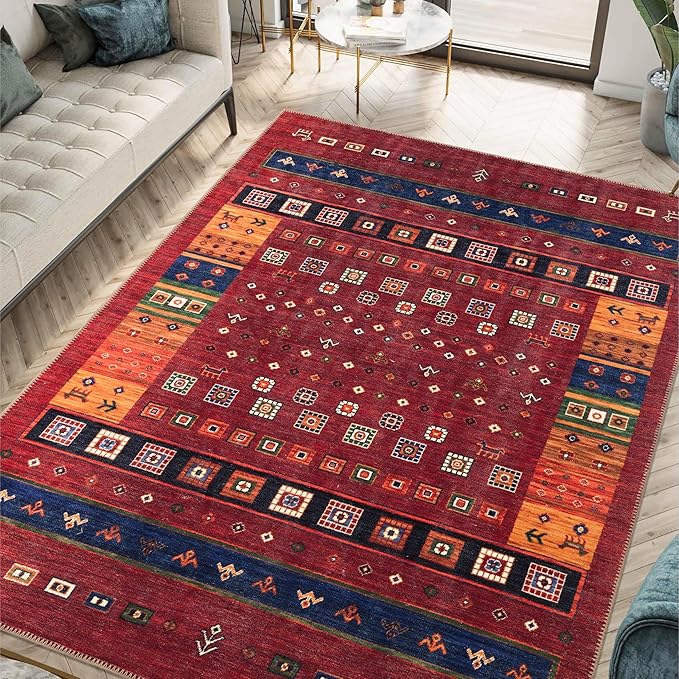 Keen Home Design 6x9 Rug - Machine Washable Area Rug with Non-Slip Backing, Ideal for Living Room, Dining Room, Bedroom - Vintage, Easy Clean, Durable, Low Pile Rug - (6' x 9')-Ruum Studio Home