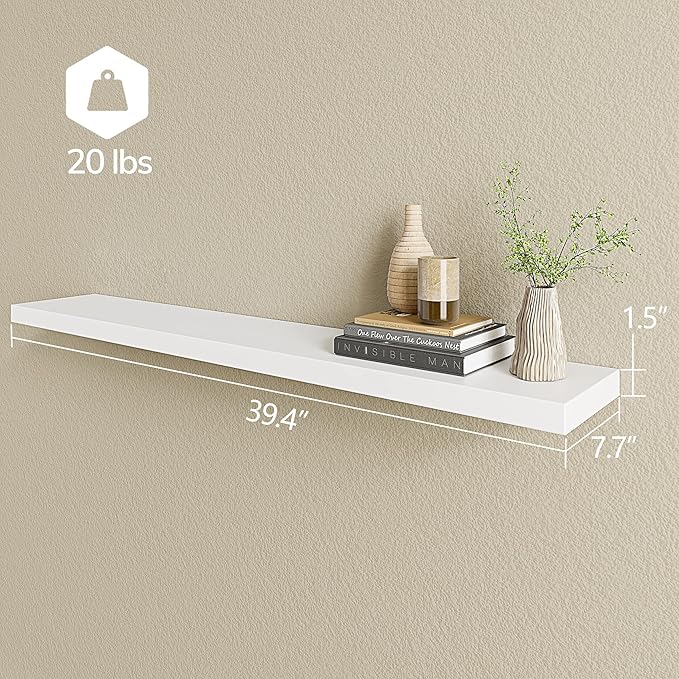 BAMEOS Floating Shelves,40 in W x 8in D Wall Mounted Wooden Shelves with Invisible Brackets Set of 2, Hanging Wall Shelves Decoration for Bedroom, Bathroom, Living Room and Kitchen-Ruum Studio Home