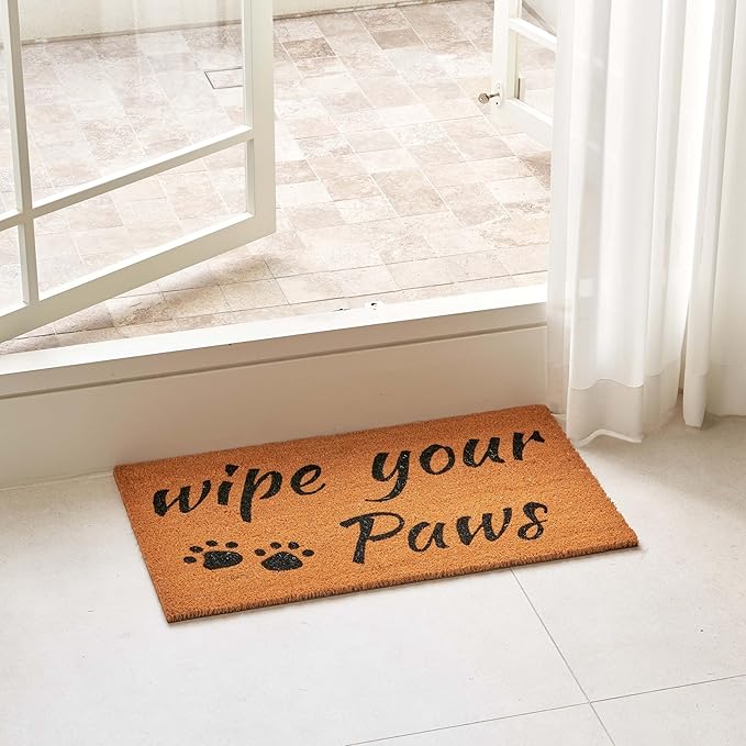 KANKUN Coco Coir Door Mat with Heavy Duty Backing, Welcome Doormat (17" x 30"), Doormat Entrance (Wipe Your Paws)-Ruum Studio Home
