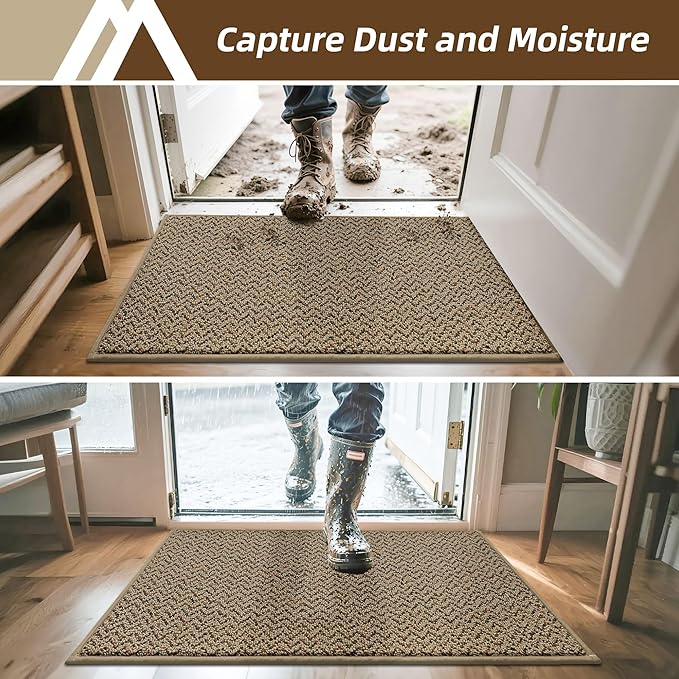COSY HOMEER-Door-Mat 20" x 32" Non Slip Absorbent Entryway Rugs Dirt Trapper Doormats Washable Entrance Mats Low Pile Welcome Floor Mat for Front Back Door and Entry Mats,Taupe-Ruum Studio Home
