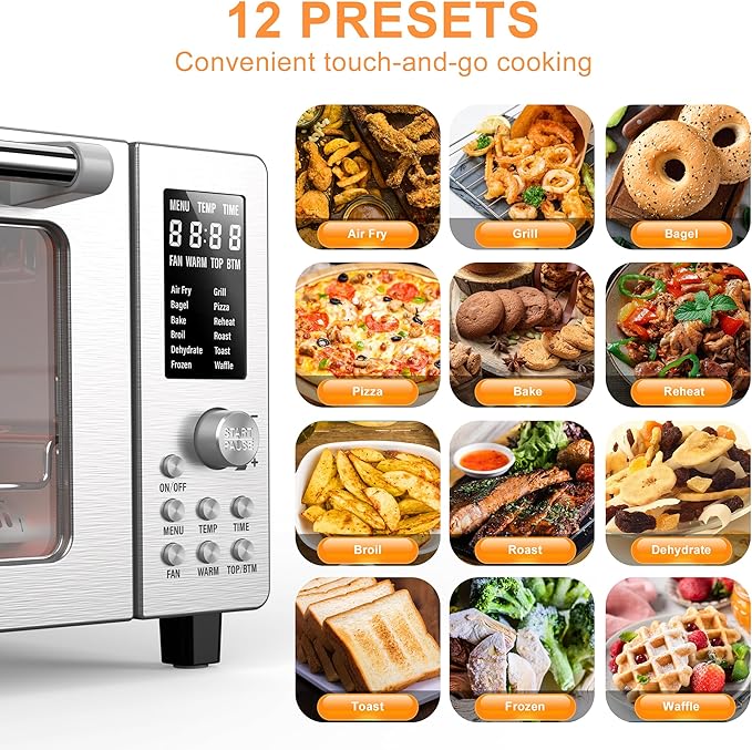 Nuwave Bravo Air Fryer Toaster Smart Oven, 10-in-1 Countertop Convection, 1800 Watts, 21-Qt Capacity, 50°-450°F Temp Controls, Top and Bottom Heater Adjustments 0%-100%, PFAS Free, Stainless Steel-Ruum Studio Home