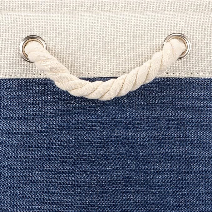Bidtakay Fabric Storage Baskets with Handles for Organizing 16" x 11.8" x 11.8" Navy Blue Baskets [2-Pack] Shelf Baskets Large Canvas Collapsible Bins for Closet (White&Blue)-Ruum Studio Home