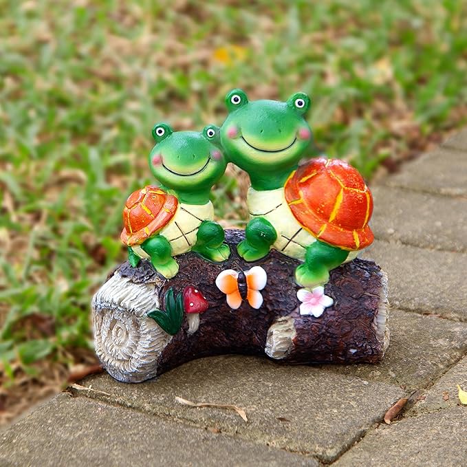Malister Garden Turtle Figurines Outdoor Decor - Outdoor Statues with Solar LEDs for Patio Decor, Spring Summer Fall, Garden Art Outdoor Lawn Yard Art Gift, Statue Housewarming Gifts-Ruum Studio Home