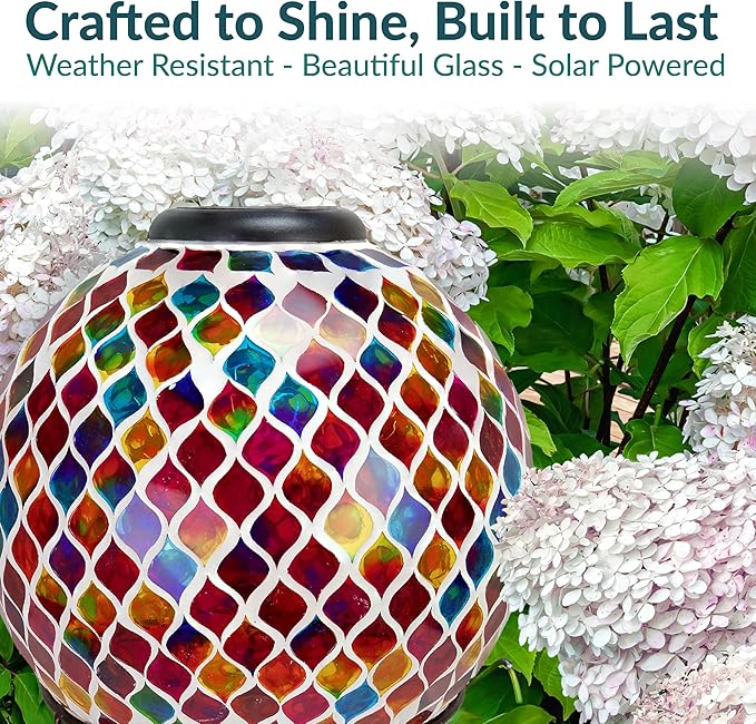 Sunnydaze 10-Inch Solar Gazing Ball for Garden - Glass Outdoor Gazing Globe - Summer Trellis - Set of 2-Ruum Studio Home