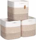 NaturalCozy Storage Cubes 11 Inch Cotton Rope Woven Baskets for Organizing, 3-Pack | Cube Storage Bin | Square Storage Baskets for Shelves Organizer, Classroom, Kids Toy Bins, Closet, Baby Nursery-Ruum Studio Home