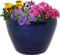 Sunnydaze Chalet Large Ceramic Plant Pot - Round Outdoor Glazed Ceramic Planter Pot with Drainage - Imperial Blue - 14.5"-Ruum Studio Home