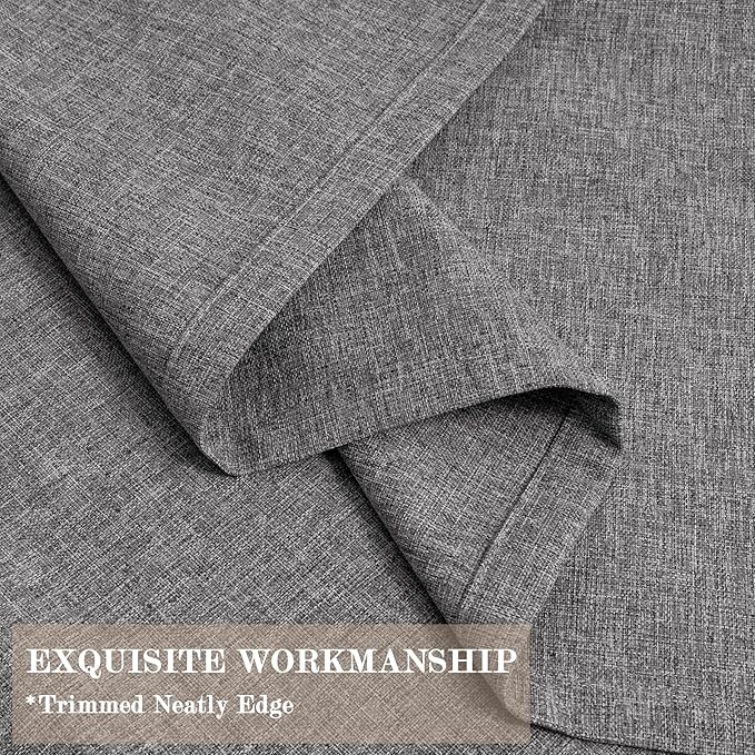 Gray Pinch Pleat 100% Blackout Drapes Linen Blend, Room Divider, Room Darkening, Energy Saving, Furniture Protecting, Light Blocking Extra Wide Privacy Curtains, 200Wx108L, 1 PC-Ruum Studio Home