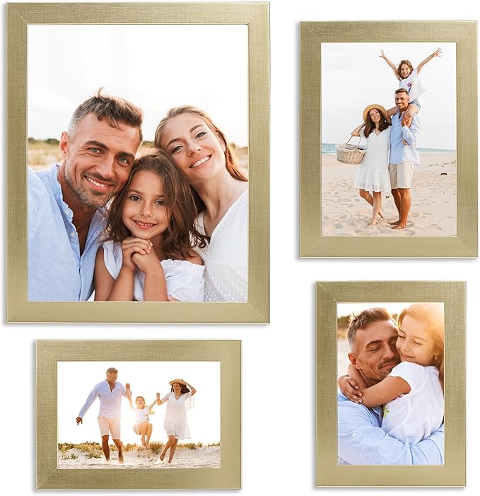 Sheffield Home 4 Piece Gallery Wall Frame Set, 8x10 Inch, 5x7 Inch, and 4x6 Inch, Gold-Ruum Studio Home