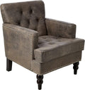 Christopher Knight Home GDFStudio Medford Brown Tufted Club Chair, Fabric Accent Chair with Studded Nailhead Accents-Ruum Studio Home