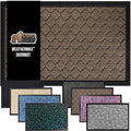 GORILLA GRIP 100% Waterproof All-Season WeatherMax Doormat, 47x35, US Designed Natural Rubber, Stain and Fade Resistant, Low Profile Indoor Outdoor Door Mats, Easy Clean Patio Mat, Latte Quatrefoil-Ruum Studio Home
